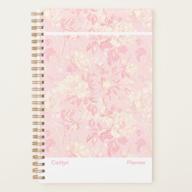 Agenda Moderno Floral de Melocotón Suave (Anverso)