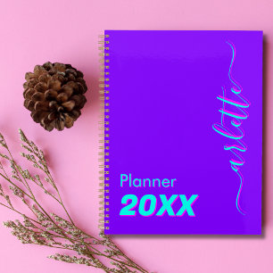 Agenda Moderno Guay Neon Indigo Semanal y Mensual 2025