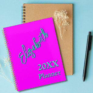 Agenda Moderno Guay Neon Magenta Semanal y Mensual 2025