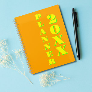 Agenda Moderno Guay Neon Naranja Semanal y Mensual 2025