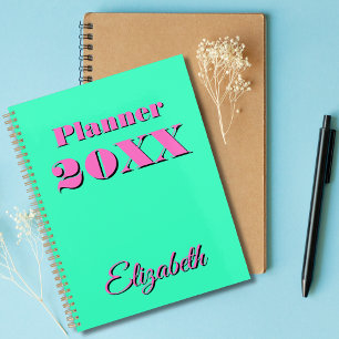 Agenda Moderno Guay Neon Verde azulado rosa Semanal y Men
