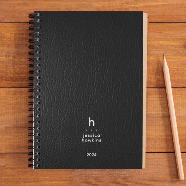 Agenda Moderno Monograma moderno de cuero negro de moda s (Subido por el creador)