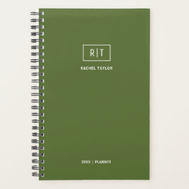 Agenda Moderno Monograma verde oliva oscuro mensual