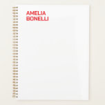 Agenda Moderno negrita Nombre rojo Minimalista Profesiona<br><div class="desc">¿Crees que es difícil elegir un diseño según tu propia personalidad y gustos? Tal vez este diseño haga tu trabajo más fácil. Mira de nuevo,  esto es definitivamente lo que estás buscando.</div>