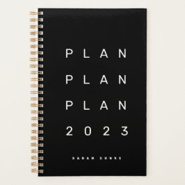 Agenda Moderno negro mensual semanal no fechado de 2023