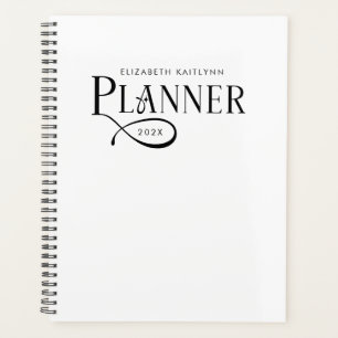 Agenda Moderno Negro y Blanco Personalizado
