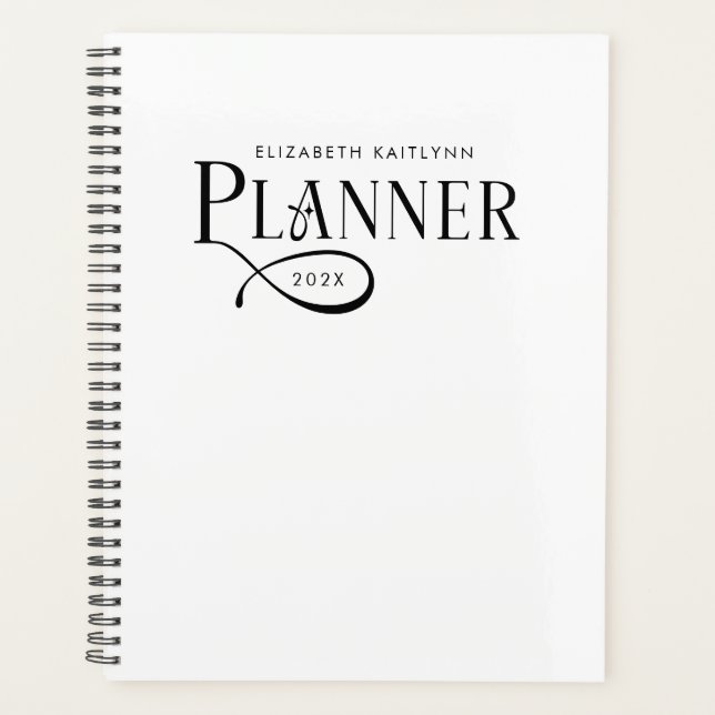 Agenda Moderno Negro y Blanco Personalizado  (Anverso)