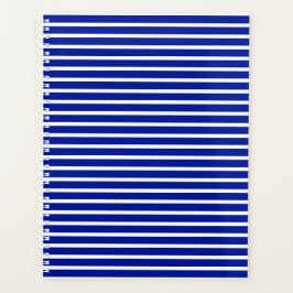 Agenda Moderno patrón de rayas audaces azul y blanco a la