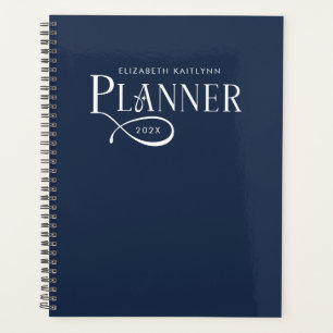 Agenda Moderno Personalizado Azul Marino Blanco 