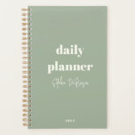 Agenda Moderno Personalizado Boho Moda Planner Diario Min<br><div class="desc">¡Mantente organizado con estilo! 📅 Personalizar nuestro Boho Moda Dusty Green Daily Planner con su nombre,  año y título! Su estilo,  su horario. Alcanza tus metas de manera minimalista y moderna. ¡La planificación es personal y elegante! 🌼 #CustomPlanner #OrganizationGoals</div>