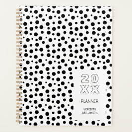 Agenda Moderno Personalizado De Lunares En Blanco Y Negro