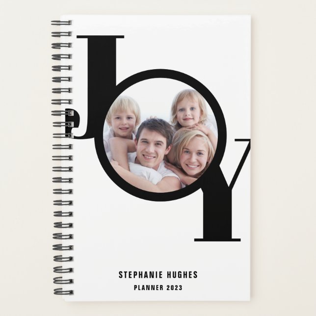 Agenda Moderno Personalizado Foto Black 2023 Planner (Anverso)