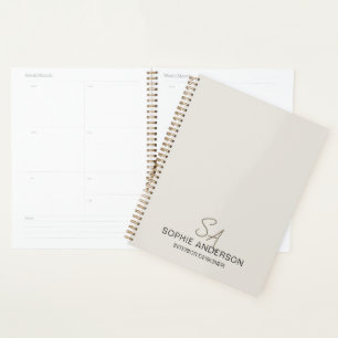 Agenda Moderno Personalizado Monograma Profesional Negoci