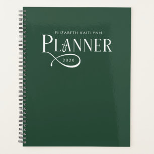 Agenda Moderno Personalizado Verde Bosque y Blanco
