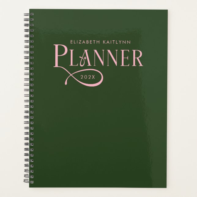 Agenda Moderno Personalizado Verde y Rosa (Anverso)