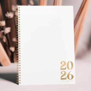 Agenda Moderno Purpurina Relieve metalizado dorado 2026 F