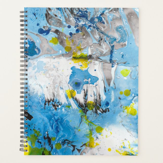 Agenda Moderno Resumen Amarillo de la plantilla verde azu (Anverso)