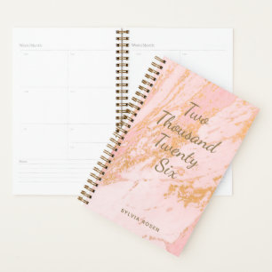 Agenda Moderno Rubor Gold Marble Pattern Girly Name