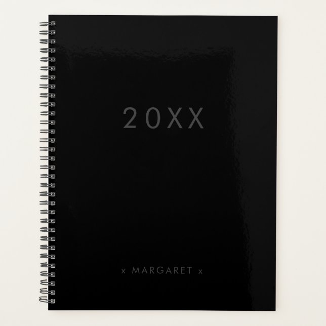 Agenda Moderno simple todo negro personalizado (Anverso)