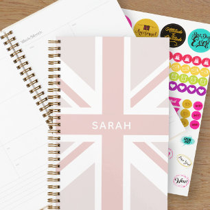 Agenda Moderno Union Jack Flag Nombre Pink Planner