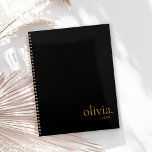Agenda Moderno y elegante dorado negro Nombre simple Mono<br><div class="desc">Moderno y elegante Oro Negro Simple Monograma Planner</div>