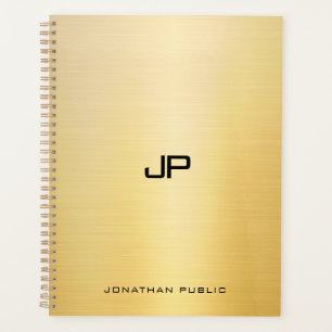 Agenda Moderno y elegante Faux Gold Modern Monograma Nomb