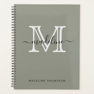 Agenda Moderno y elegante guión Monograma de niebla everg