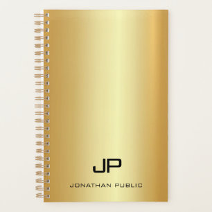 Agenda Moderno y elegante look Gold Nombre del Monograma