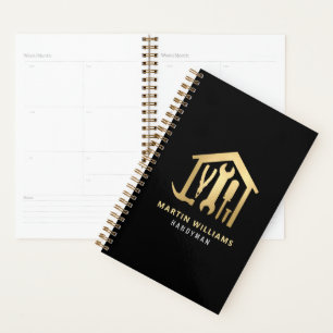 Agenda Moderno y elegante mandamás dorado y negro