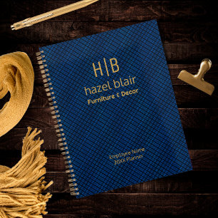 Agenda Moderno y elegante Monograma de la Marina de Oro C