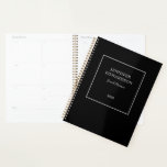 Agenda Moderno y elegante negocio profesional en gris neg<br><div class="desc">Moderno y elegante personal negro y gris,  planificador de negocios. Agregue su propio nombre y texto al frente para personalizar.</div>