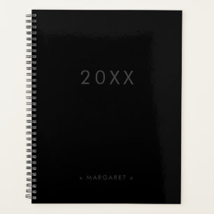 Agenda Moderno y simple Todo Negro Personalizado