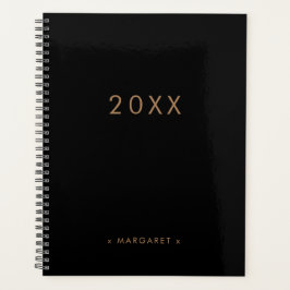 Agenda Moderno y simple Todo Oro Negro Personalizado