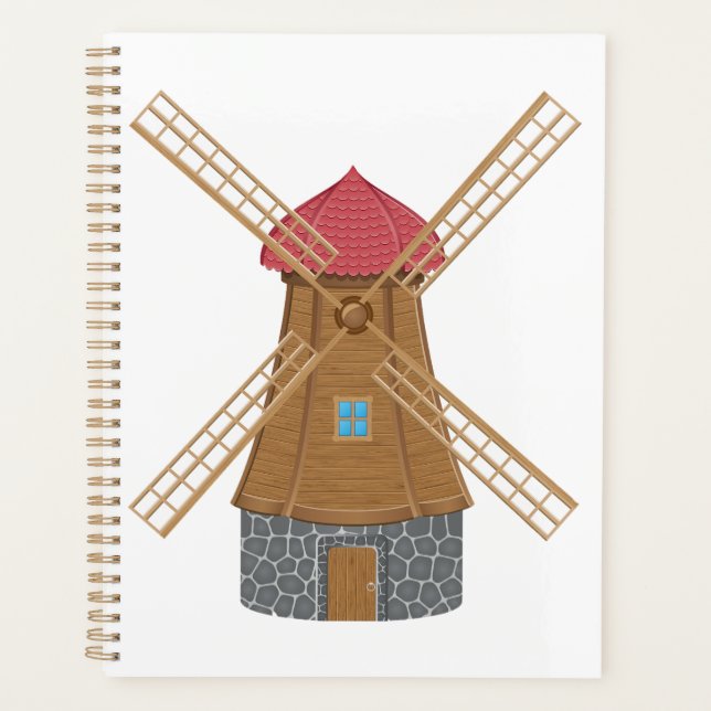 Agenda Molino de viento de madera rústico tradicional (Anverso)
