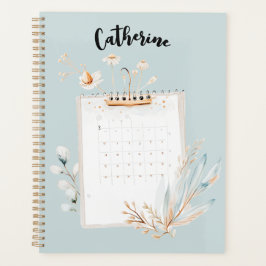 Agenda Moneda personalizada y floral de oro