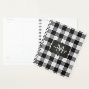 Agenda Mongrama moderno de juego de búfalo blanco y negro