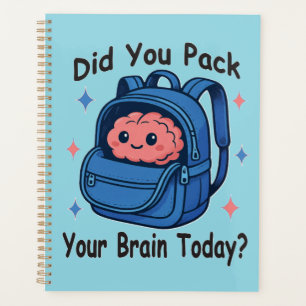 Agenda Mono adorable con el chiste “¿Empacaste tu cerebro