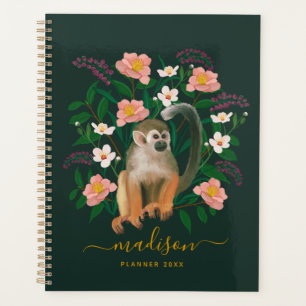 Agenda Mono de ardilla floral oscuro personalizado 2023