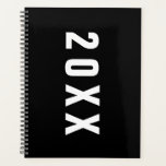 Agenda Monocromo negro masculino Minimalista<br><div class="desc">Un simple diseño negro con tipografía espesa blanca. Un planificador minimalista con un borde masculino. Personalizar el texto y hazlo propio.</div>
