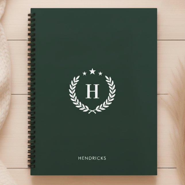 Agenda Monogram Dark Green Modern Minimalist Fitness (Subido por el creador)