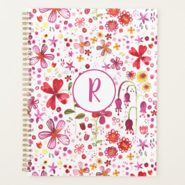 Agenda Monograma acuarela floral Planner de patrones mode