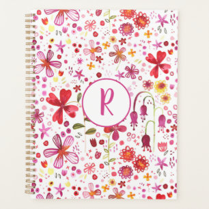 Agenda Monograma acuarela floral Planner de patrones mode