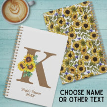 Monograma acuarela Personalizado de girasol Person