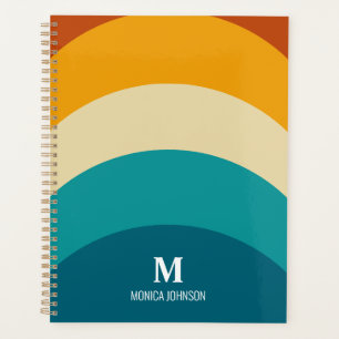 Agenda Monograma arcoiris Nombre personalizado Retro Traz