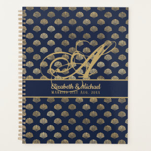 Agenda Monograma ART Deco Navy Blue Gold Shellyweds