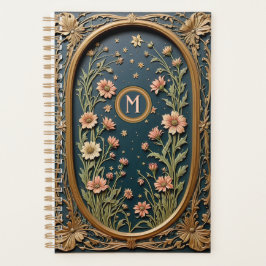 Agenda Monograma Art Nouveau de Whimsical Wildflower