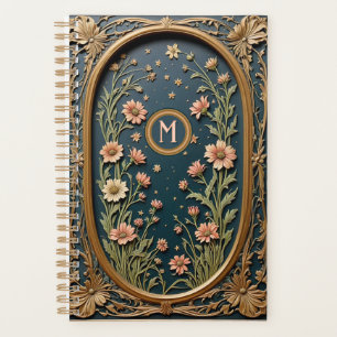 Agenda Monograma Art Nouveau de Whimsical Wildflower