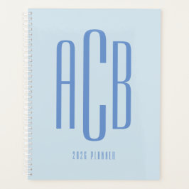 Agenda Monograma azul de tres letras simple