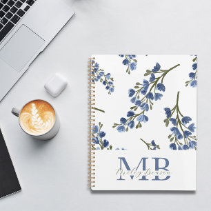 Agenda Monograma azul Retro Estético Preppy