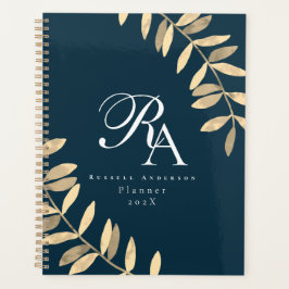 Agenda Monograma azul simple